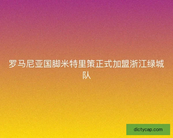 罗马尼亚国脚米特里策正式加盟浙江绿城队
